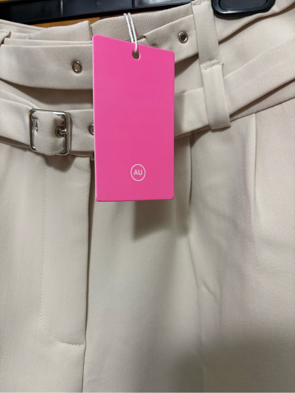 Amanda Uprichard Cream High-Rise Wide Leg Trousers w/ Double Belt Detail Size S - Picture 4 of 12